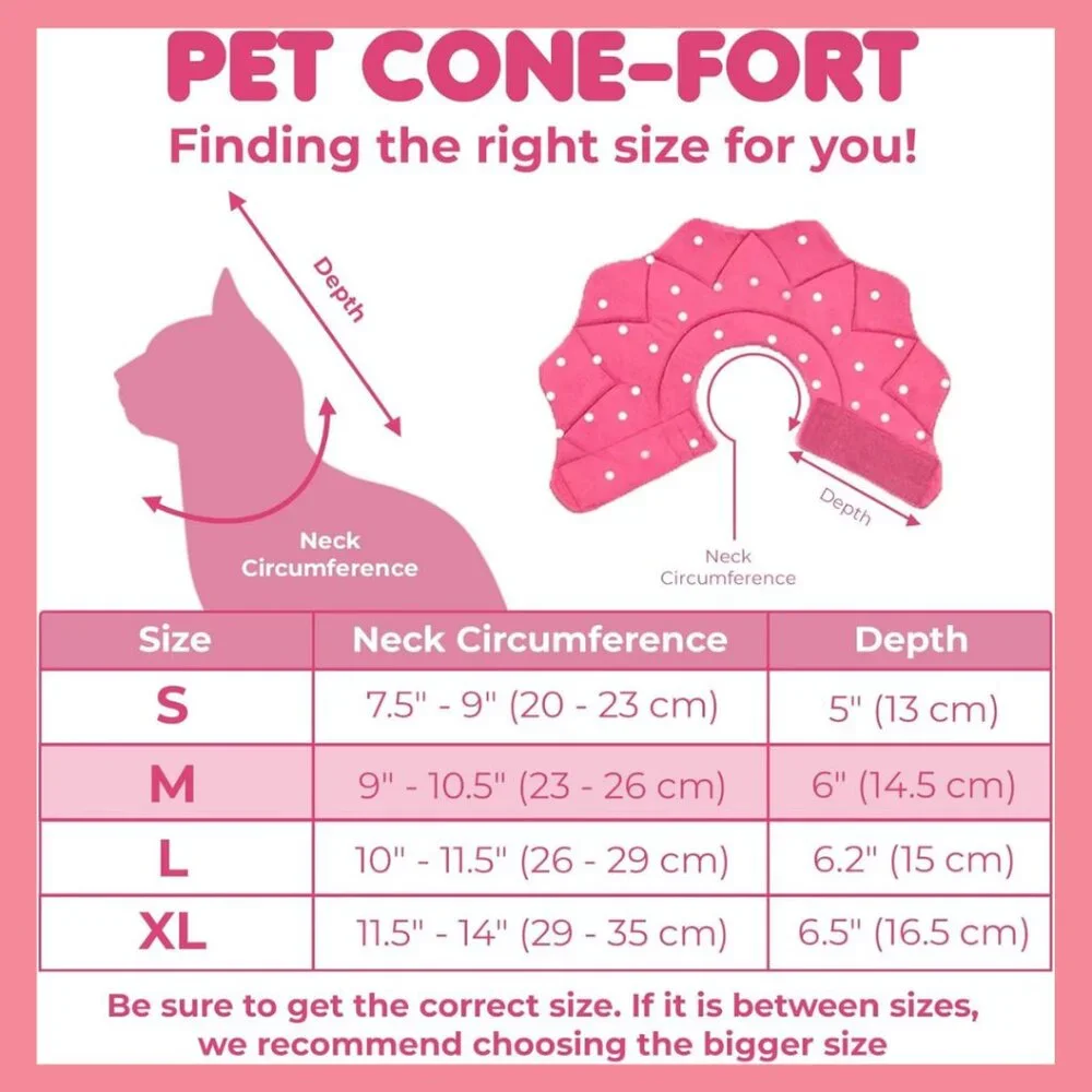 SunGrow Polka Dot Pet Soft Adjustable Recovery Cone | NWT | S | Pink White